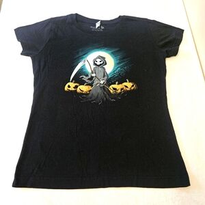 Grim Reaper TeeTurtle T-Shirt Women's Sz M Graphic Design Short Sleeve Halloween
